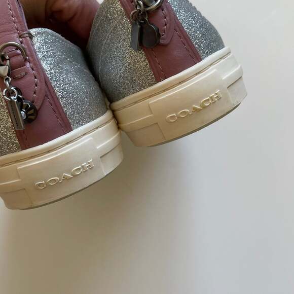 Coach Route 41 Sequin Silver Glitter Pull On Sneaker - Picture 9 of 12